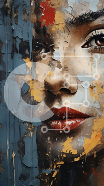 Intra Συλλεκτικό Ξύλινο Παζλ Plywood  4mm - Γυναίκα με βαμμένο πρόσωπο και κόκκινο κραγιόν Σε Ξύλινο Κουτί - Διαστάσεις Puzzle: 10x10 cm – 25 κομμάτια