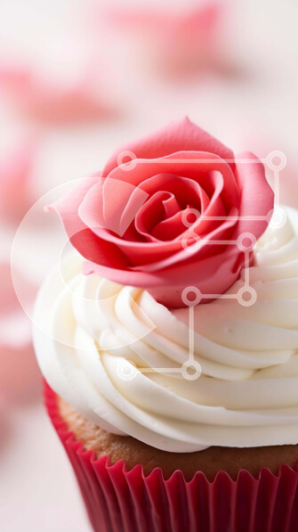 Intra Συλλεκτικό Ξύλινο Παζλ Plywood  4mm - Κόκκινο Cupcake με White Frosting και Ροζ Τριαντάφυλλο Σε Ξύλινο Κουτί - Διαστάσεις: 10x10 cm – 25 κομμάτια