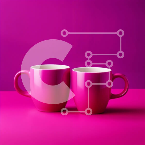 Intra Συλλεκτικό Ξύλινο Παζλ Plywood  4mm - Πολύχρωμη εικόνα δύο ροζ κούπες σε ζωντανό μωβ φόντο Σε Ξύλινο Κουτί - Διαστάσεις Puzzle: 10x10 cm – 25 κομμάτια