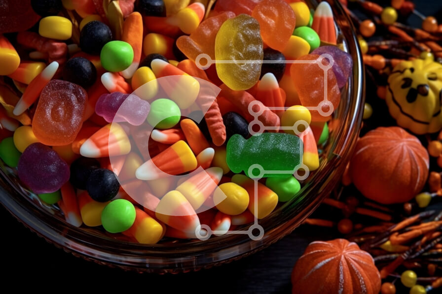 Σετ των 2 Intra Συλλεκτικό Ξύλινο Παζλ Plywood  4mm - Πολύχρωμο μπολ με διάφορα Gummy Candy Σε Ξύλινο Κουτί - Διαστάσεις: 10x10 cm – 25 κομμάτια