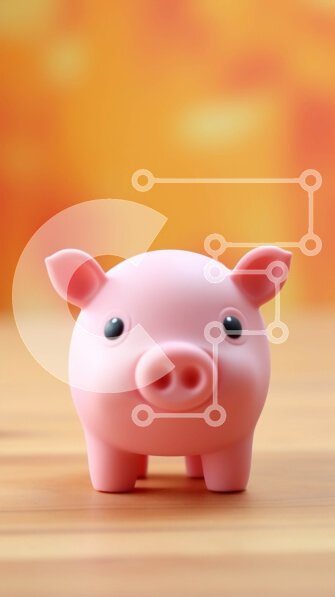 Intra Συλλεκτικό Ξύλινο Παζλ Plywood  4mm - Ροζ κουμπαράς σε πορτοκαλί ξύλινο τραπέζι Σε Ξύλινο Κουτί - Διαστάσεις: 10x10 cm – 25 κομμάτια