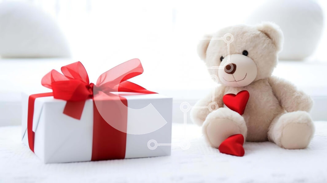 Intra Συλλεκτικό Ξύλινο Παζλ Plywood  4mm - Αρκουδάκι με λευκό κουτί δώρου και κόκκινη κορδέλα Σε Ξύλινο Κουτί - Διαστάσεις: 10x10 cm – 25 κομμάτια