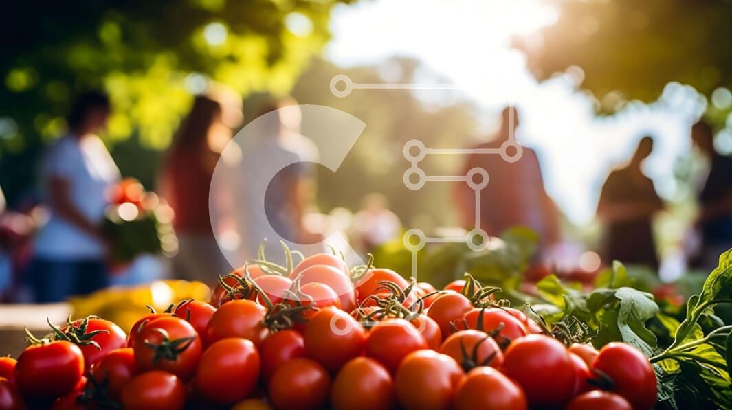 Σετ των 2 Intra Συλλεκτικό Ξύλινο Παζλ Plywood  4mm - Ομάδα ανθρώπων σε μια αγορά αγροτών με φρέσκα φρούτα και λαχανικά Σε Ξύλινο Κουτί - Διαστάσεις: 10x10 cm – 25 κομμάτια