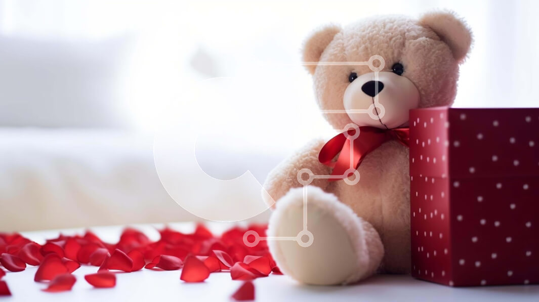 Intra Συλλεκτικό Ξύλινο Παζλ Plywood  4mm - Ρομαντικό αρκουδάκι και κουτί δώρου με κόκκινα τριαντάφυλλα Σε Ξύλινο Κουτί - Διαστάσεις: 10x10 cm – 25 κομμάτια