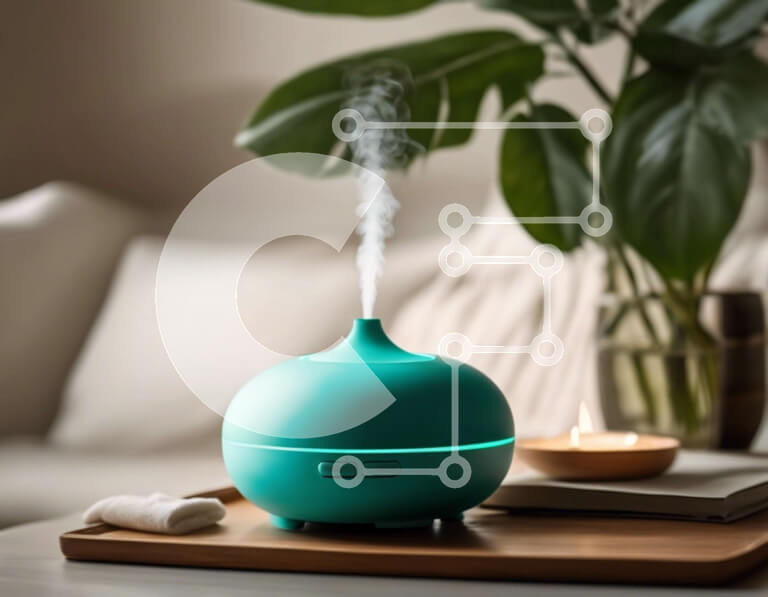 Intra Συλλεκτικό Ξύλινο Παζλ Plywood  4mm - Διαχύτης αιθέριων ελαίων Teal σε χαλαρωτικό εσωτερικό περιβάλλον Σε Ξύλινο Κουτί - Διαστάσεις: 10x10 cm – 25 κομμάτια