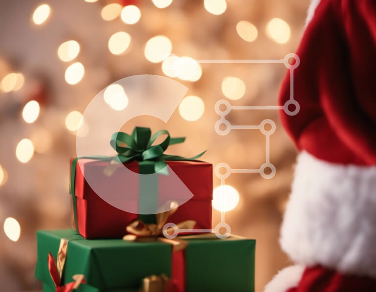 Intra Συλλεκτικό Ξύλινο Παζλ Plywood  4mm - Άγιος Βασίλης με δώρα και γιορτινά φώτα Σε Ξύλινο Κουτί - Διαστάσεις: 10x10 cm – 25 κομμάτια