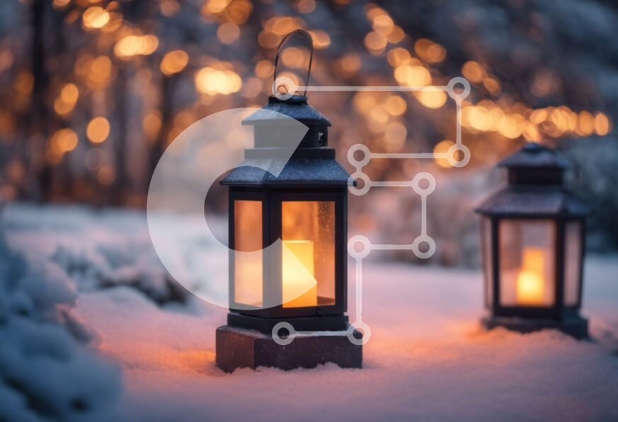 Intra Συλλεκτικό Ξύλινο Παζλ Plywood  4mm - Χειμερινά Φανάρια φωτισμένα με το φως των κεριών Σε Ξύλινο Κουτί - Διαστάσεις Puzzle: 10x10 cm – 25 κομμάτια