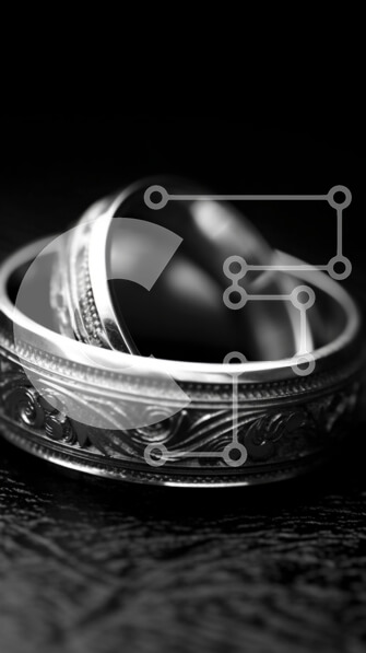 Intra Συλλεκτικό Ξύλινο Παζλ Plywood  4mm - Εκπληκτική εικόνα δύο βέρες σε μαύρη επιφάνεια Σε Ξύλινο Κουτί - Διαστάσεις: 10x10 cm – 25 κομμάτια