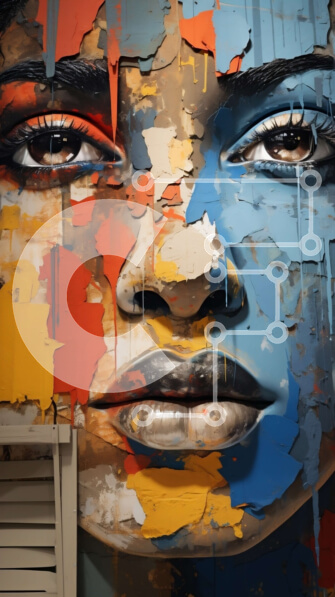 Intra Συλλεκτικό Ξύλινο Παζλ Plywood  4mm - Πολύχρωμη ζωγραφική προσώπου μιας γυναίκας σε βαθιά σκέψη Σε Ξύλινο Κουτί - Διαστάσεις Puzzle: 10x10 cm – 25 κομμάτια