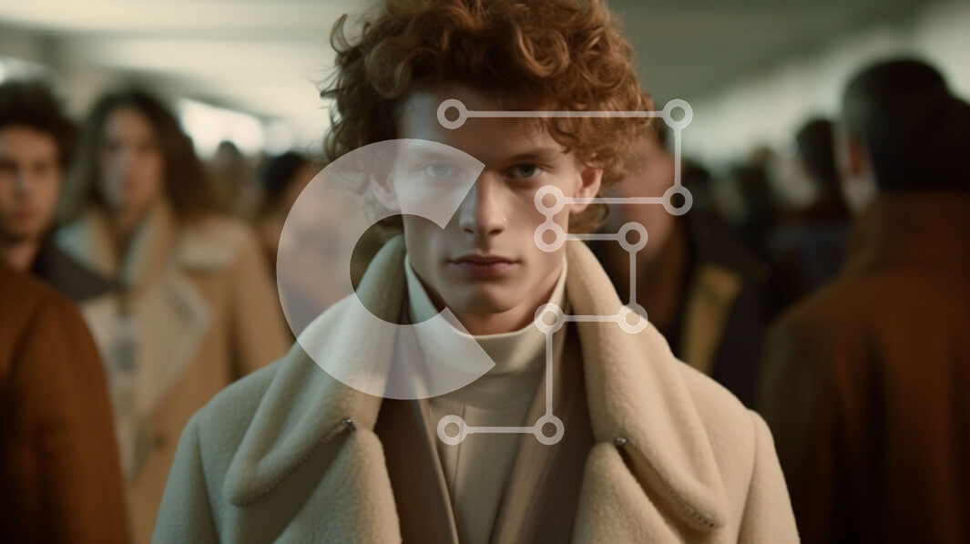 Intra Συλλεκτικό Ξύλινο Παζλ Plywood  4mm - Άνδρας με μπεζ παλτό και λευκό πουκάμισο που στέκεται στην πολυσύχναστη οδό Σε Ξύλινο Κουτί - Διαστάσεις Puzzle: 10x10 cm – 25 κομμάτια