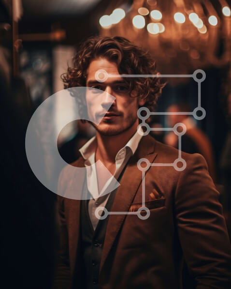 Intra Συλλεκτικό Ξύλινο Παζλ Plywood  4mm - Πορτρέτο ενός άνδρα με καφέ κοστούμι με σοβαρή έκφραση Σε Ξύλινο Κουτί - Διαστάσεις Puzzle: 10x10 cm – 25 κομμάτια