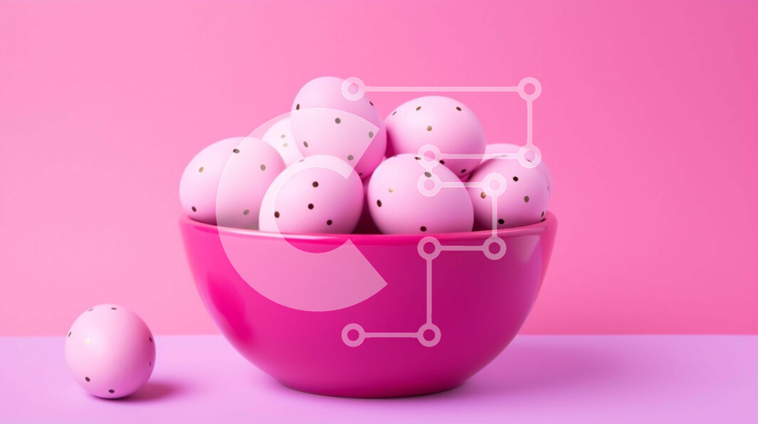 Intra Συλλεκτικό Ξύλινο Παζλ Plywood  4mm - Ροζ Πασχαλινά αυγά σε μπολ σε πορτοκαλί φόντο Σε Ξύλινο Κουτί - Διαστάσεις: 10x10 cm – 25 κομμάτια