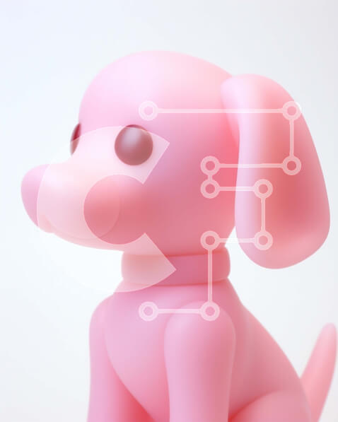 Intra Συλλεκτικό Ξύλινο Παζλ Plywood  4mm - Αξιολάτρευτο Pink Toy Dog με κόκκινο φως Σε Ξύλινο Κουτί - Διαστάσεις: 10x10 cm – 25 κομμάτια