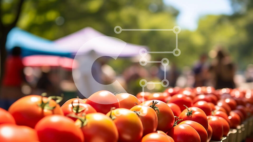 Σετ των 2 Intra Συλλεκτικό Ξύλινο Παζλ Plywood  4mm - Κόκκινες ντομάτες στην υπαίθρια αγορά Σε Ξύλινο Κουτί - Διαστάσεις: 10x10 cm – 25 κομμάτια