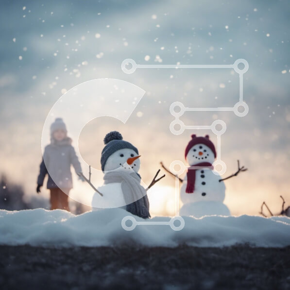 Intra Συλλεκτικό Ξύλινο Παζλ Plywood  4mm - Ομάδα χιονάνθρωποι σε ένα χειμερινό τοπίο με παιδιά Σε Ξύλινο Κουτί - Διαστάσεις Puzzle: 10x10 cm – 25 κομμάτια