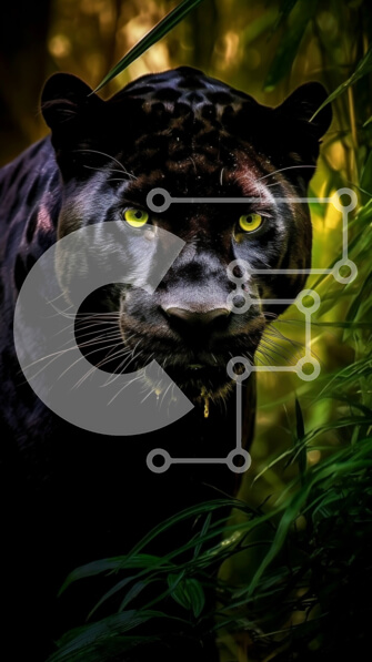 Σετ των 2 Intra Συλλεκτικό Ξύλινο Παζλ Plywood  4mm - Κομψός και λαμπερός Μαύρος Πάνθηρας με Αιχμηρά Νύχια στην Καταπράσινη Ζούγκλα Σε Ξύλινο Κουτί - Διαστάσεις: 10x10 cm – 25 κομμάτια