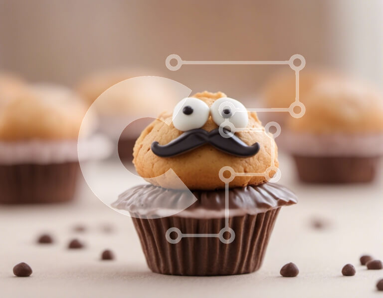 Σετ των 2 Intra Συλλεκτικό Ξύλινο Παζλ Plywood  4mm - Cupcake μουστάκι με τσιπς σοκολάτας Σε Ξύλινο Κουτί - Διαστάσεις: 10x10 cm – 25 κομμάτια