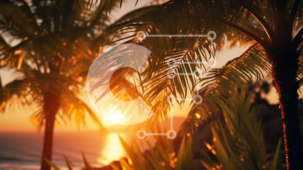 Intra Συλλεκτικό Ξύλινο Παζλ Plywood  4mm - Εκπληκτική σκηνή ηλιοβασιλέματος με φοίνικες στην παραλία Σε Ξύλινο Κουτί - Διαστάσεις Puzzle: 10x10 cm – 25 κομμάτια