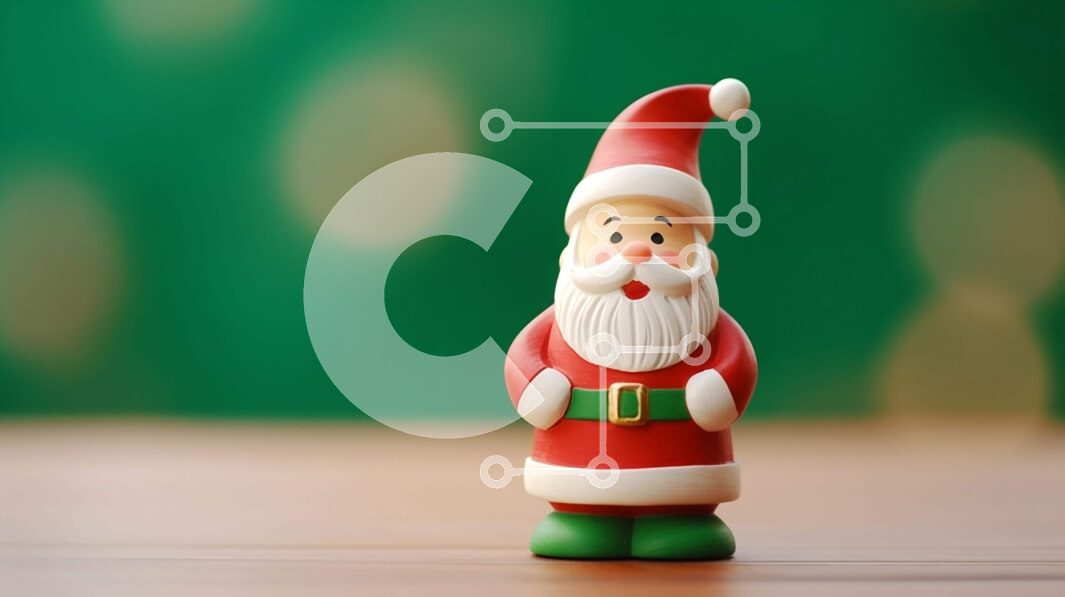 Intra Συλλεκτικό Ξύλινο Παζλ Plywood  4mm - Μικρό ειδώλιο Άγιου Βασίλη σε αφηρημένο πράσινο φόντο Σε Ξύλινο Κουτί - Διαστάσεις: 10x10 cm – 25 κομμάτια