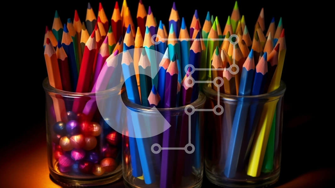 Intra Συλλεκτικό Ξύλινο Παζλ Plywood  4mm - Πολύχρωμα μολύβια σε γυάλινα βάζα - Φωτογραφία Αρχείου Σε Ξύλινο Κουτί - Διαστάσεις: 10x10 cm – 25 κομμάτια