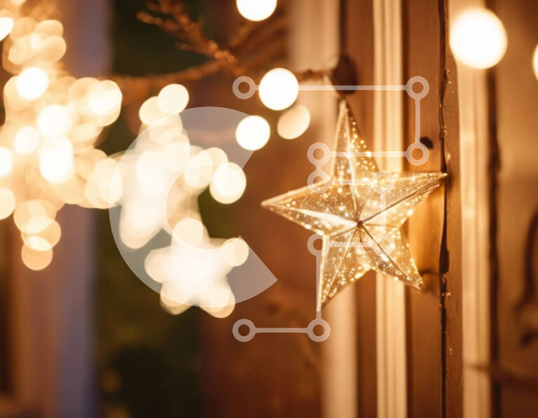 Intra Συλλεκτικό Ξύλινο Παζλ Plywood  4mm - Εορταστική διακόσμηση σε σχήμα αστεριού σε πολυκατοικία Σε Ξύλινο Κουτί - Διαστάσεις: 10x10 cm – 25 κομμάτια