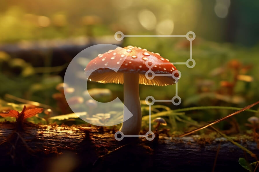 Intra Συλλεκτικό Ξύλινο Παζλ Plywood  4mm - Όμορφη εικόνα του κόκκινου μανιταριού στο δάσος Σε Ξύλινο Κουτί - Διαστάσεις: 10x10 cm – 25 κομμάτια