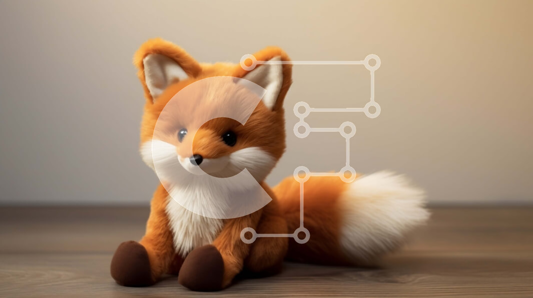 Intra Συλλεκτικό Ξύλινο Παζλ Plywood  4mm - Πορτοκαλί γεμιστή αλεπού σε ξύλινο πάτωμα Σε Ξύλινο Κουτί - Διαστάσεις: 10x10 cm – 25 κομμάτια