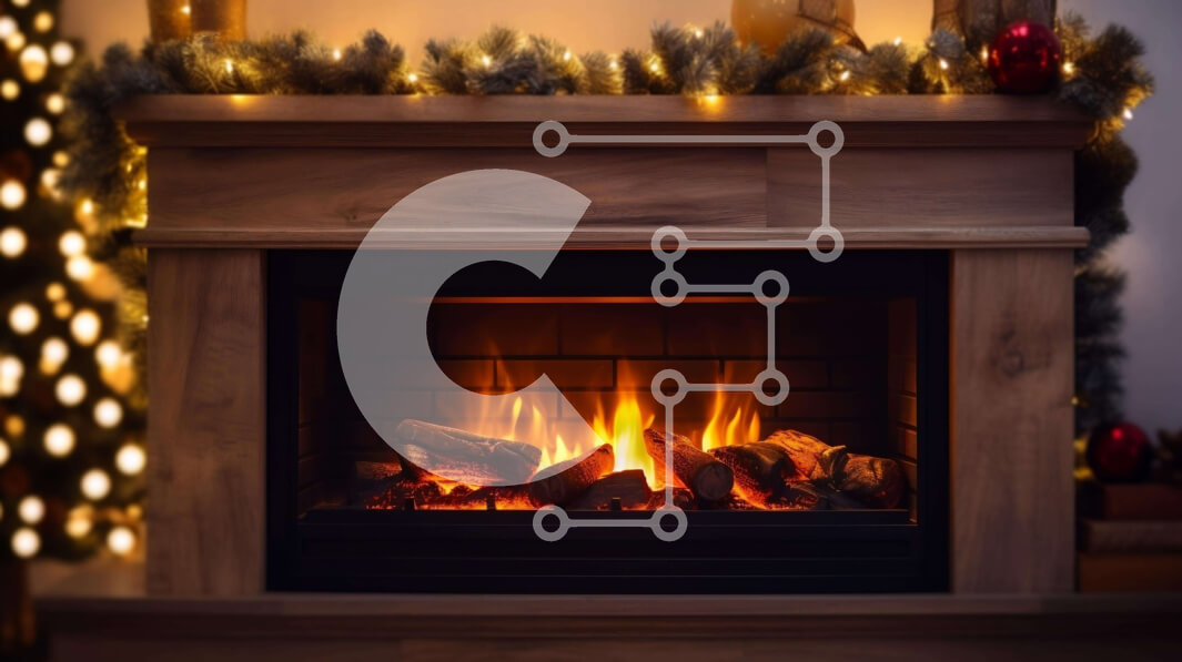 Intra Συλλεκτικό Ξύλινο Παζλ Plywood  4mm - Τζάκι με χριστουγεννιάτικα φωτάκια και δέντρο Σε Ξύλινο Κουτί - Διαστάσεις: 10x10 cm – 25 κομμάτια