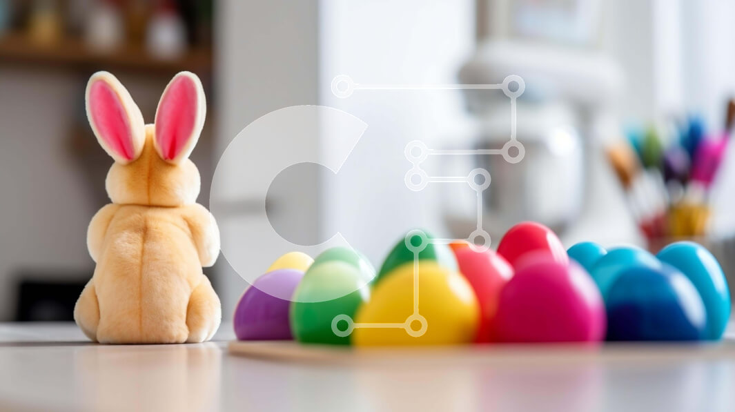 Intra Συλλεκτικό Ξύλινο Παζλ Plywood  4mm - Διακόσμηση κουνελιού διακοπών και πολύχρωμων αυγών με λαγουδάκι διακοπών Σε Ξύλινο Κουτί - Διαστάσεις: 10x10 cm – 25 κομμάτια