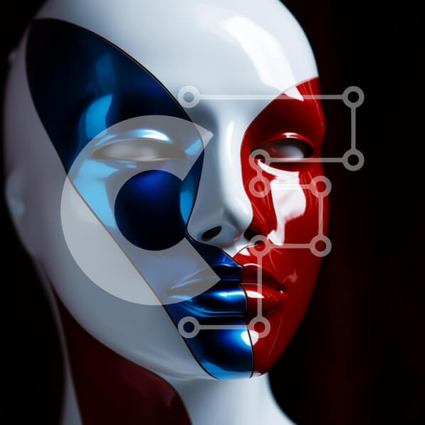 Intra Συλλεκτικό Ξύλινο Παζλ Plywood  4mm - Στυλιζαρισμένη κεφαλή μανεκέν με σχέδιο διπλού χρώματος Σε Ξύλινο Κουτί - Διαστάσεις Puzzle: 10x10 cm – 25 κομμάτια