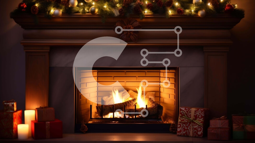 Intra Συλλεκτικό Ξύλινο Παζλ Plywood  4mm - Διακοσμημένος γιορτινός μανδύας τζακιού με δώρα Σε Ξύλινο Κουτί - Διαστάσεις: 10x10 cm – 25 κομμάτια