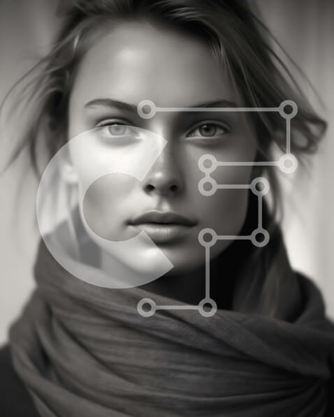 Intra Συλλεκτικό Ξύλινο Παζλ Plywood  4mm - Εκπληκτικό πορτρέτο μιας γυναίκας που φορά ένα κασκόλ Σε Ξύλινο Κουτί - Διαστάσεις Puzzle: 10x10 cm – 25 κομμάτια