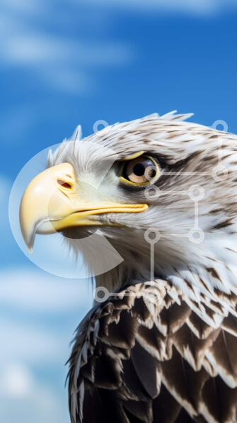 Σετ των 2 Intra Συλλεκτικό Ξύλινο Παζλ Plywood  4mm - Κοντινό πλάνο ενός αετού με ορθάνοιχτο ράμφος Σε Ξύλινο Κουτί - Διαστάσεις: 10x10 cm – 25 κομμάτια