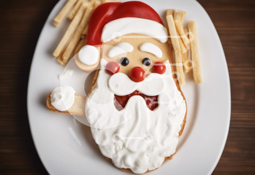 Σετ των 2 Intra Συλλεκτικό Ξύλινο Παζλ Plywood  4mm - Μπισκότα και πατάτες Άγιου Βασίλη στο άσπρο πιάτο Σε Ξύλινο Κουτί - Διαστάσεις: 10x10 cm – 25 κομμάτια