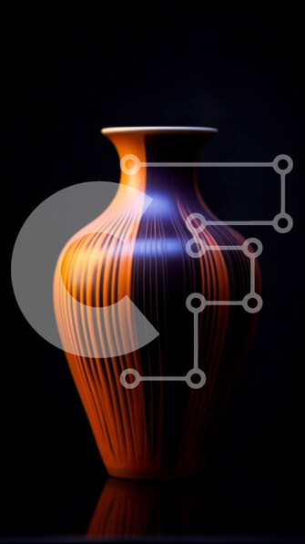 Intra Συλλεκτικό Ξύλινο Παζλ Plywood  4mm - Πορτοκαλί και μαύρο βάζο σε μαύρο φόντο Σε Ξύλινο Κουτί - Διαστάσεις Puzzle: 10x10 cm – 25 κομμάτια