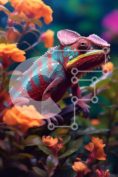 Σετ των 2 Intra Συλλεκτικό Ξύλινο Παζλ Plywood  4mm - Όμορφη εικόνα ενός πολύχρωμου χαμαιλέοντα σε ένα κλαδί Σε Ξύλινο Κουτί - Διαστάσεις: 10x10 cm – 25 κομμάτια