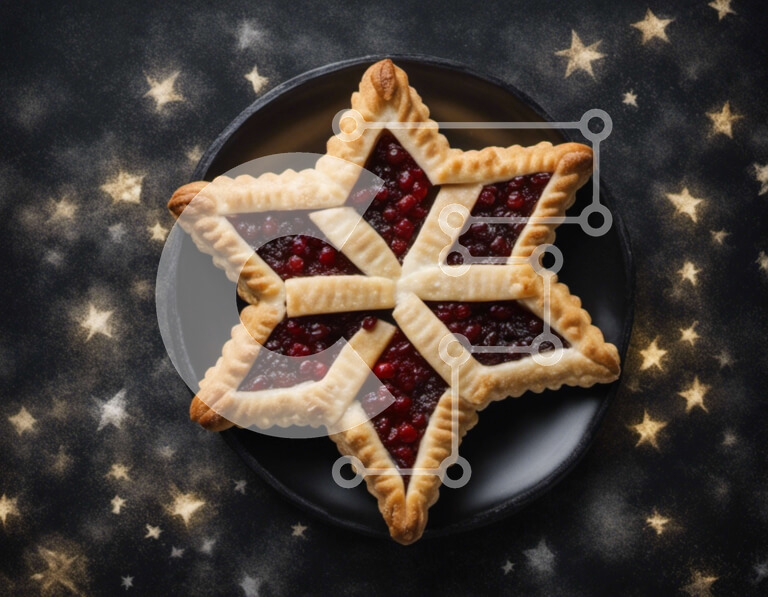 Σετ των 2 Intra Συλλεκτικό Ξύλινο Παζλ Plywood  4mm - Ζύμη σε σχήμα αστεριού με Cranberries και αστέρια σε μαύρο φόντο Σε Ξύλινο Κουτί - Διαστάσεις: 10x10 cm – 25 κομμάτια