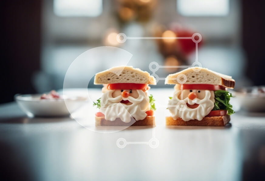 Σετ των 2 Intra Συλλεκτικό Ξύλινο Παζλ Plywood  4mm - Σάντουιτς Άγιου Βασίλη με εορταστικά στολίδια Σε Ξύλινο Κουτί - Διαστάσεις: 10x10 cm – 25 κομμάτια