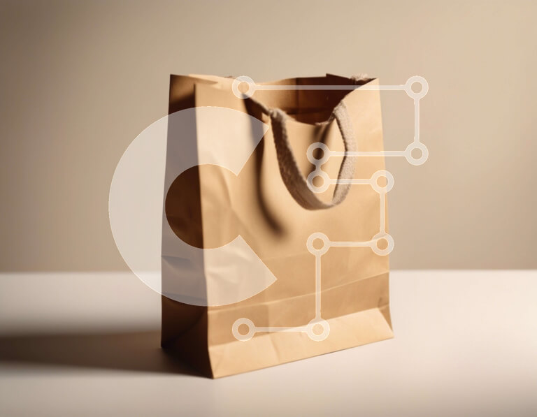 Intra Συλλεκτικό Ξύλινο Παζλ Plywood  4mm - Καφέ χάρτινη τσάντα σε ένα άδειο τραπέζι Σε Ξύλινο Κουτί - Διαστάσεις: 10x10 cm – 25 κομμάτια