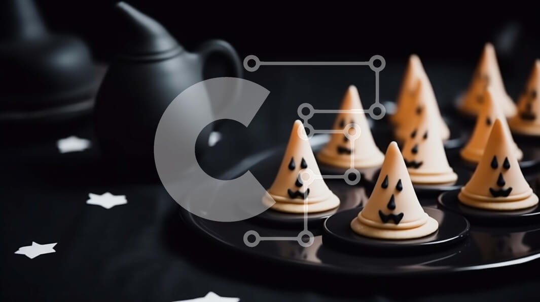 Σετ των 2 Intra Συλλεκτικό Ξύλινο Παζλ Plywood  4mm - Μαύρο πιάτο με καπέλο μαγισσών επιδόρπια για το Halloween Σε Ξύλινο Κουτί - Διαστάσεις: 10x10 cm – 25 κομμάτια