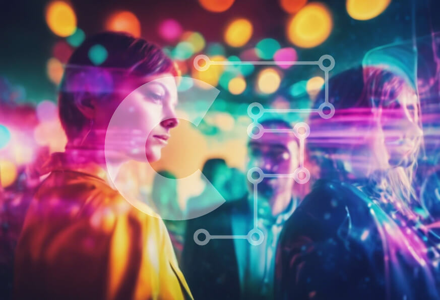 Intra Συλλεκτικό Ξύλινο Παζλ Plywood  4mm - Ομάδα ανθρώπων στο νυχτερινό πάρτι με τα πολύχρωμα φώτα Σε Ξύλινο Κουτί - Διαστάσεις Puzzle: 10x10 cm – 25 κομμάτια