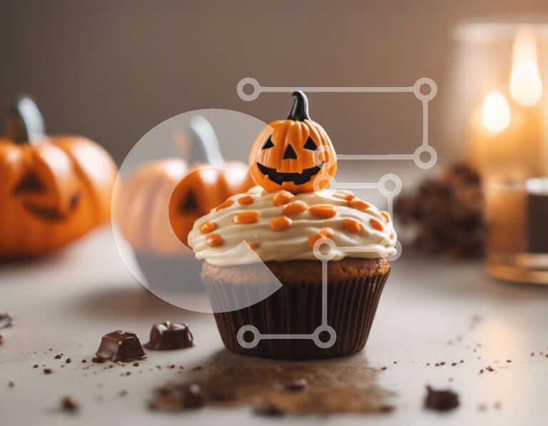 Σετ των 2 Intra Συλλεκτικό Ξύλινο Παζλ Plywood  4mm - Cupcake κολοκύθας με λευκό παγωμένο και τσιπς σοκολάτας Σε Ξύλινο Κουτί - Διαστάσεις: 10x10 cm – 25 κομμάτια