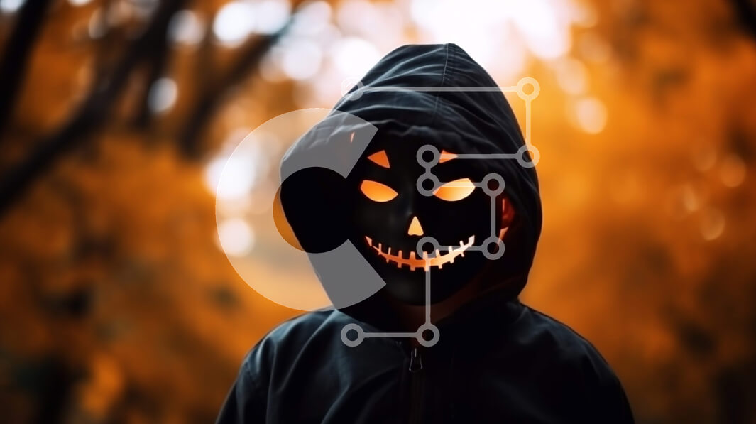 Intra Συλλεκτικό Ξύλινο Παζλ Plywood  4mm - Παιδί που φοράει μάσκα φανάρι στο δάσος για το Halloween Σε Ξύλινο Κουτί - Διαστάσεις: 10x10 cm – 25 κομμάτια