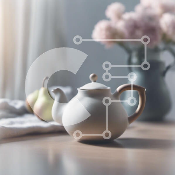 Intra Συλλεκτικό Ξύλινο Παζλ Plywood  4mm - Γαλήνια σκηνή τσαγιού με τσαγιέρα και αχλάδια Σε Ξύλινο Κουτί - Διαστάσεις: 10x10 cm – 25 κομμάτια