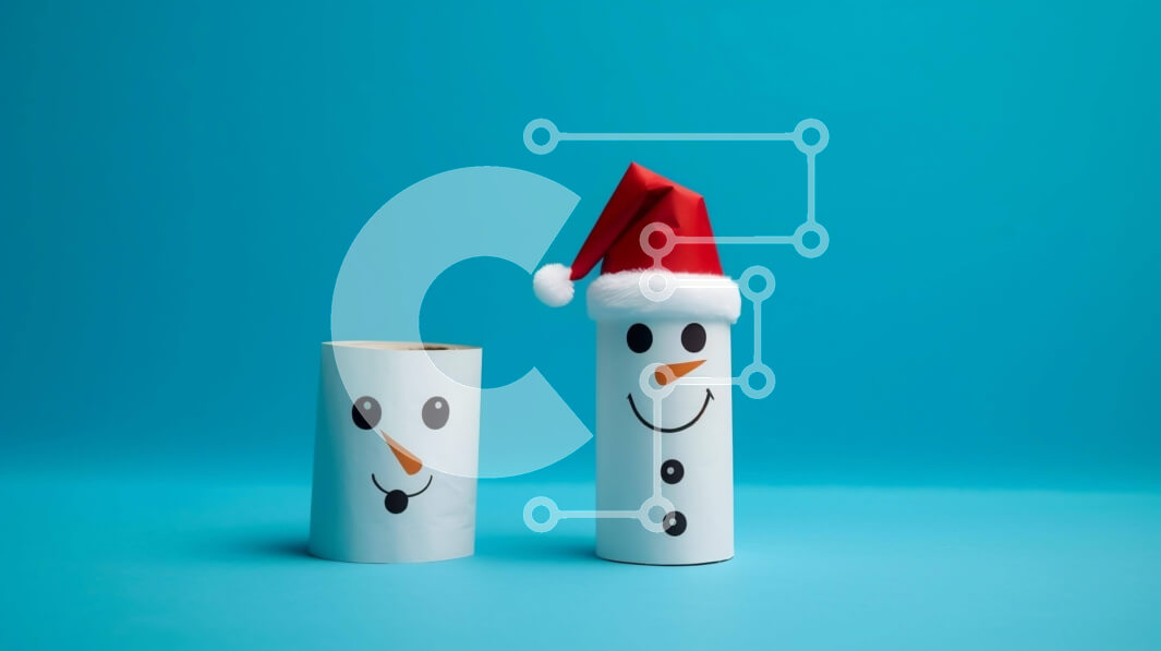 Intra Συλλεκτικό Ξύλινο Παζλ Plywood  4mm - Ρολά από χαρτί υγείας με διακοσμητικά για Χιονάνθρωπο και Καπέλο Άγιου Βασίλη Σε Ξύλινο Κουτί - Διαστάσεις Puzzle: 10x10 cm – 25 κομμάτια