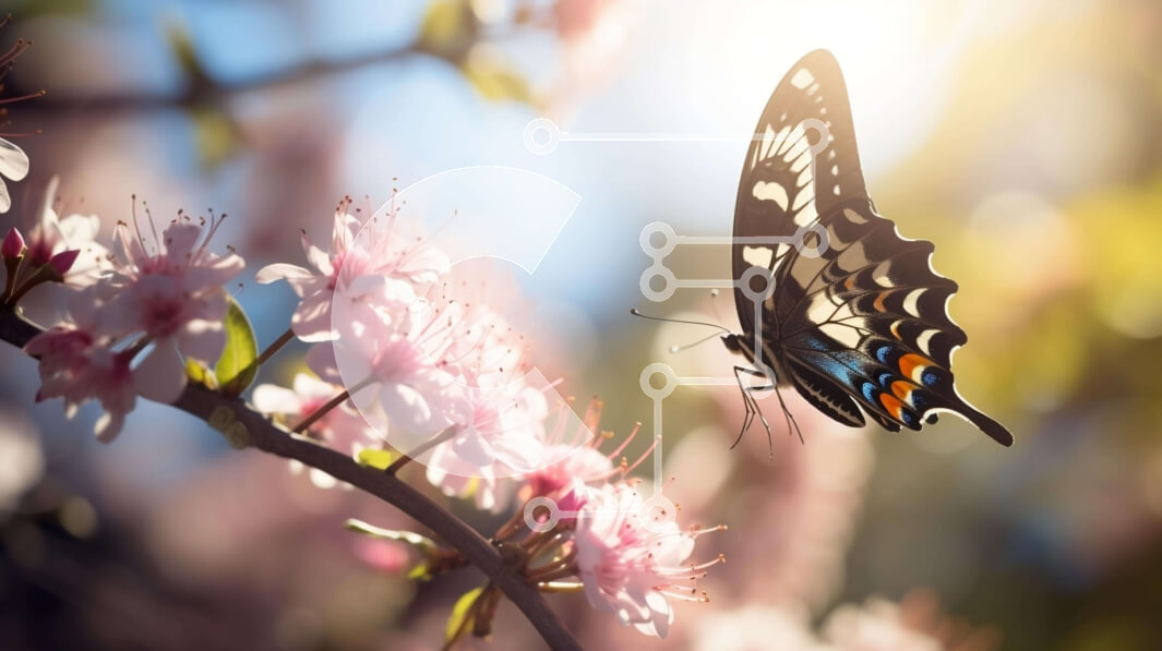 Intra Συλλεκτικό Ξύλινο Παζλ Plywood  4mm - Πεταλούδα σε ροζ ανθισμένο κλαδί δέντρου Σε Ξύλινο Κουτί - Διαστάσεις: 10x10 cm – 25 κομμάτια