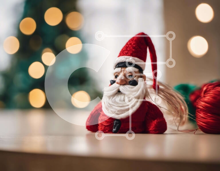 Intra Συλλεκτικό Ξύλινο Παζλ Plywood  4mm - Ειδώλιο Άγιου Βασίλη με πολύχρωμα νήματα και χριστουγεννιάτικα στολίδια Σε Ξύλινο Κουτί - Διαστάσεις Puzzle: 10x10 cm – 25 κομμάτια