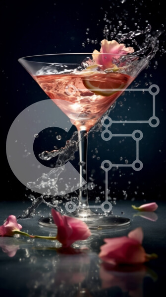 Intra Συλλεκτικό Ξύλινο Παζλ Plywood  4mm - Δροσιστικό ροζ κοκτέιλ με γκρέιπφρουτ και ροδοπέταλα Σε Ξύλινο Κουτί - Διαστάσεις: 10x10 cm – 25 κομμάτια