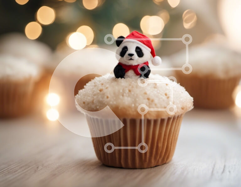 Σετ των 2 Intra Συλλεκτικό Ξύλινο Παζλ Plywood  4mm - Panda Bear Cupcake Διακόσμηση για Dessert Party Σε Ξύλινο Κουτί - Διαστάσεις: 10x10 cm – 25 κομμάτια