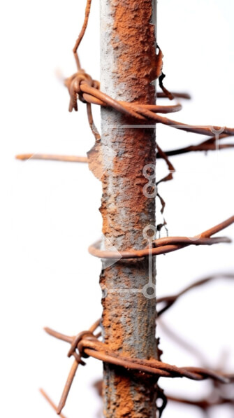 Intra Συλλεκτικό Ξύλινο Παζλ Plywood  4mm - Άποψη από κοντά του σκουριασμένου συρματοπλέγματος Σε Ξύλινο Κουτί - Διαστάσεις Puzzle: 10x10 cm – 25 κομμάτια